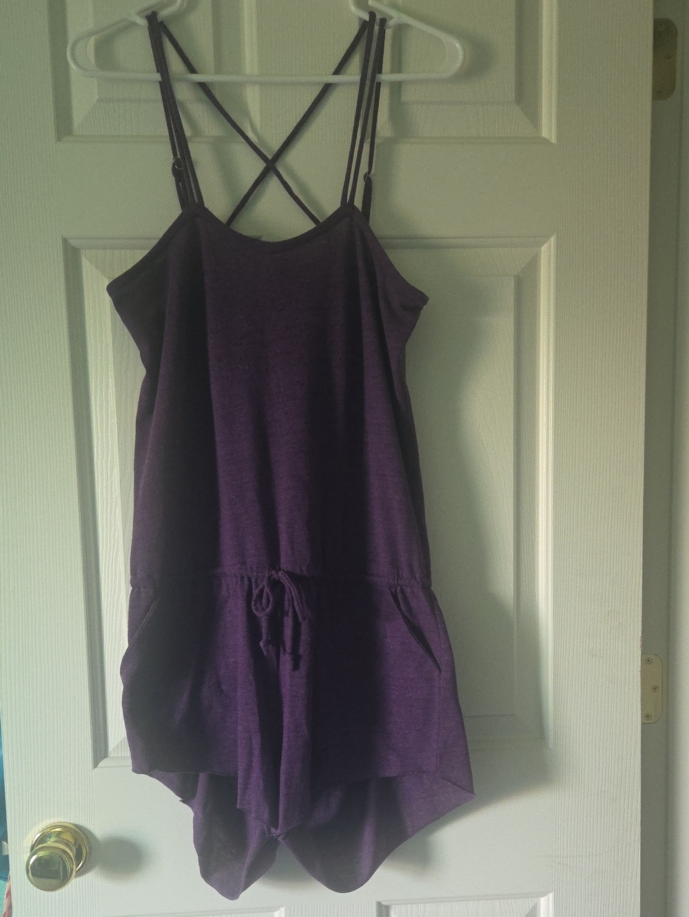 Chaser Purple Strappy Romper With Pockets